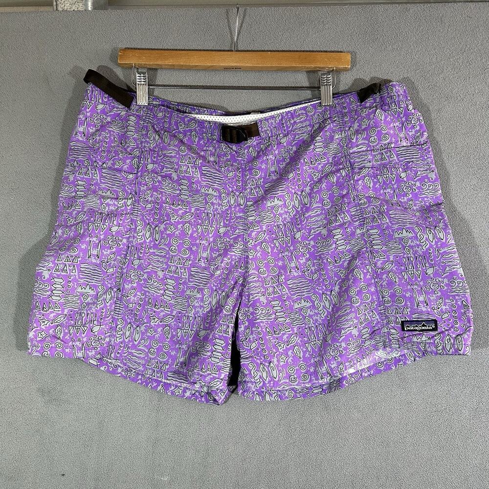 Vintage Patagonia Belted Shorts Swim Trunks L Lined Artsy Fishes Water Rare